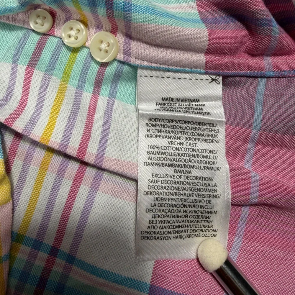 Polo Ralph Lauren Shirt Classic Fit Mens L Multi Cotton Plaid Pastel LS NWT
